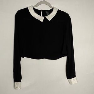 Sheer collared crop too blouse